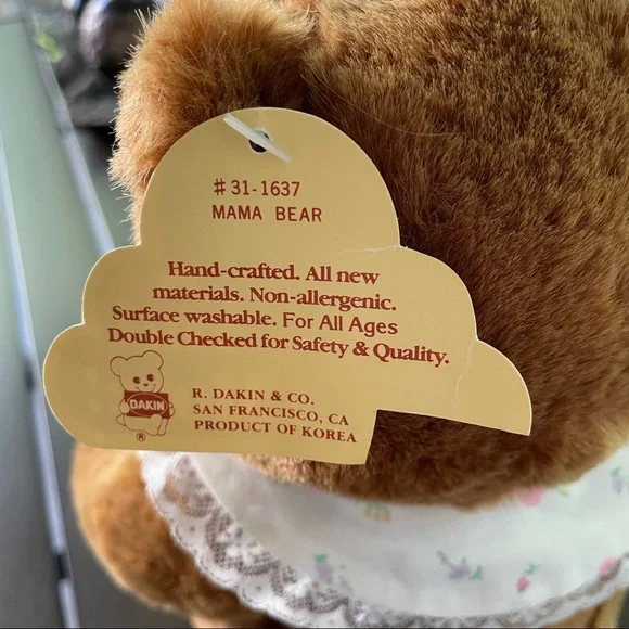 VINTAGE 1985 DAKIN MAMA TEDDY BEAR WITH MOVABLE HEAD, ARMS, AND LEGS!! - Picture 8 of 10